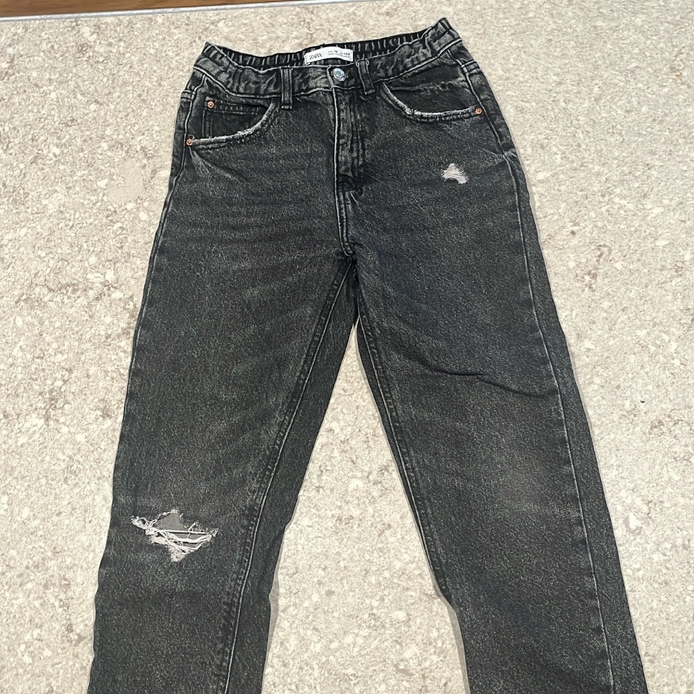 Zara girls black straight leg denim
